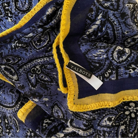 Talbots long rectangular linen/viscose blue pattern scarf, summer splash - Picture 6 of 6